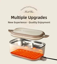 304 Stainless Steel Electric Lunch Box Constant Temperature Heated Lunch Box Plug-in 1.2L Double Chamber Water-Free Lunch Box