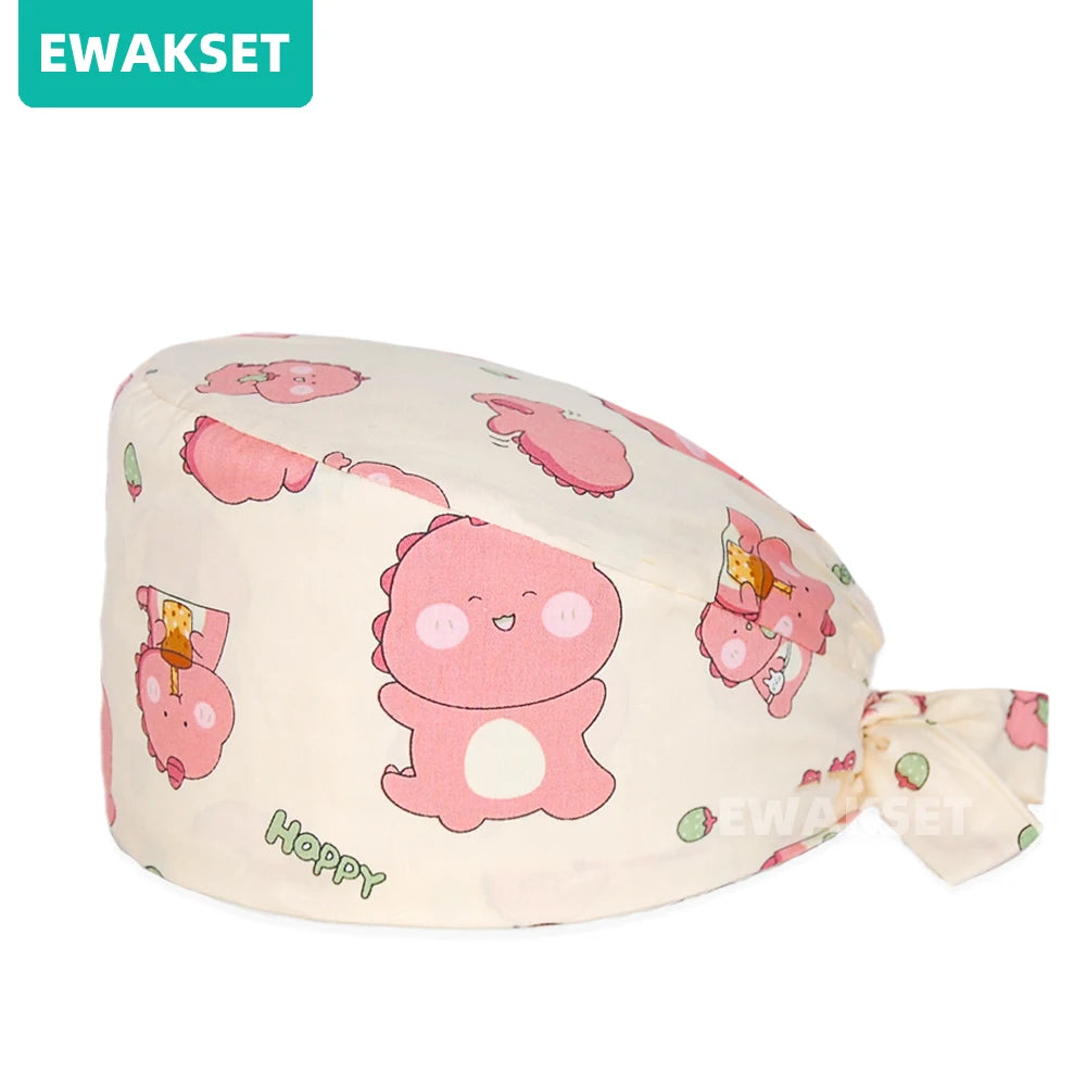 Unisex Surgical Cap Medical Working hat Animal printed Dental Beauty Salon Chef hats 100%Cotton Nurse Doctor Hospital Scrub Caps