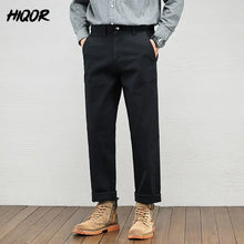 Men's Casual Cotton Pants Autumn Winter Loose Straight Leg High Elastici Bussiness Mid Waist American Retro Workwear Trousers