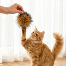 Washable Soft Fluffy Rabbit Fur Cat Rabbit Fur Scratch Resistant Cat Teaser Ball Bite Resistant Fluffy Pet Indoor