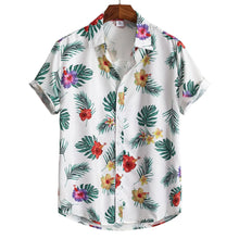2025 Hawaiian Shirt Men Fashion Flower Geometric Printed Blouse Single-breasted Beach Short SleeveTops Men's Holiday Clothing