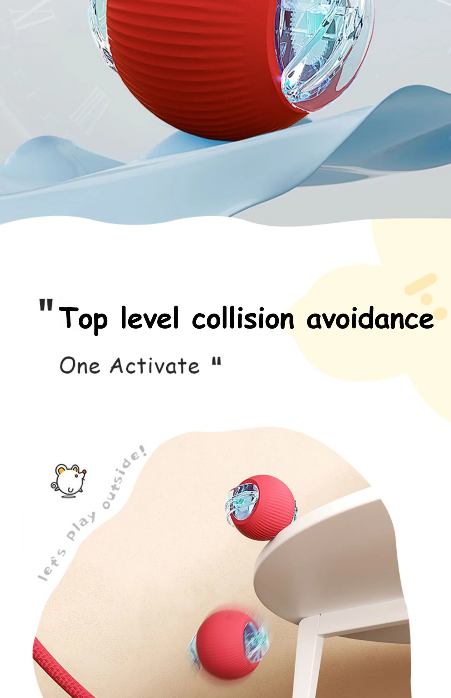 New Cat Interactive Ball Toy Automatic Rolling Ball Faux Tail Rechargeable Smart Pet Electric Toy Dog Cat Training Imitate Mouse