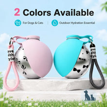 Portable Dog Water Bottle, 304 Stainless Steel Pet Drinking Bottle with Hook & Leak Proof Ball Valve for Walking Travel