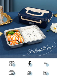 Car Home Dual Use Stainless Steel Electric Lunch Box Food Heater 12V 24V 110V 220V Workplace Picnic Heated Food Warmer Container