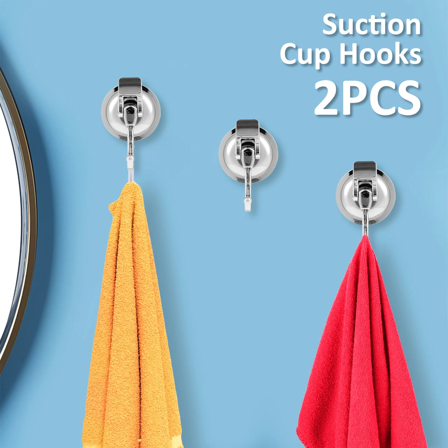 2/4PCS Heavy Duty Vacuum Suction Cup Hooks No Drilling Super Suction Cup HangerRobe Coat Wreath Hook for Shower Kitchen Bathroom