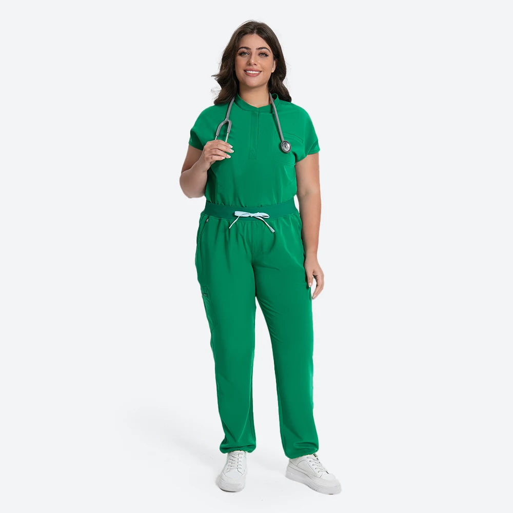 KUNGFU SCRUBS Nurses Uniforms Women Medical Scrubs Set Antibacterial Wrinkle Resistant Shirt Pant Fade Resistant Doctors Clothes