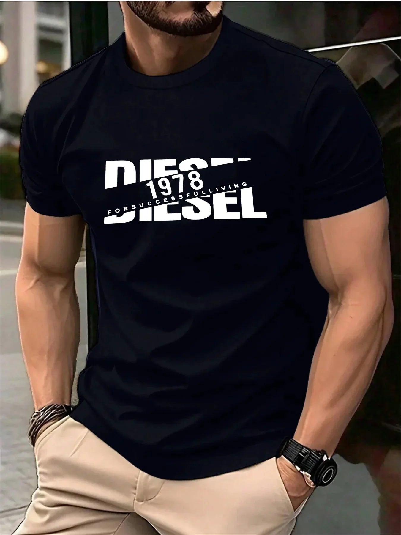 New Trend Polyester Short Sleeve Tee For Men And Women Black
