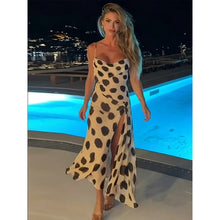 Robe midi sirène à manches longues, imprimé à pois bicolore, col en V profond, cordon de serrage, style Y2K, tenue de soirée club tendance 2026