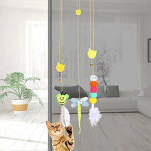 OUWO Hanging Cat Toy Simulation Toy Cat Scratch Telescoping Rope Feather Kitten Playing Game Interactive Toy Pet Supplies ﻿
