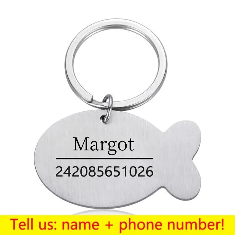 Personalized Engraved Pet ID Name Cat Dog Pet ID Anti-lost Tag Pendant for Cat Puppy Dog Collar Tag Keyring Bone Pet Accessories