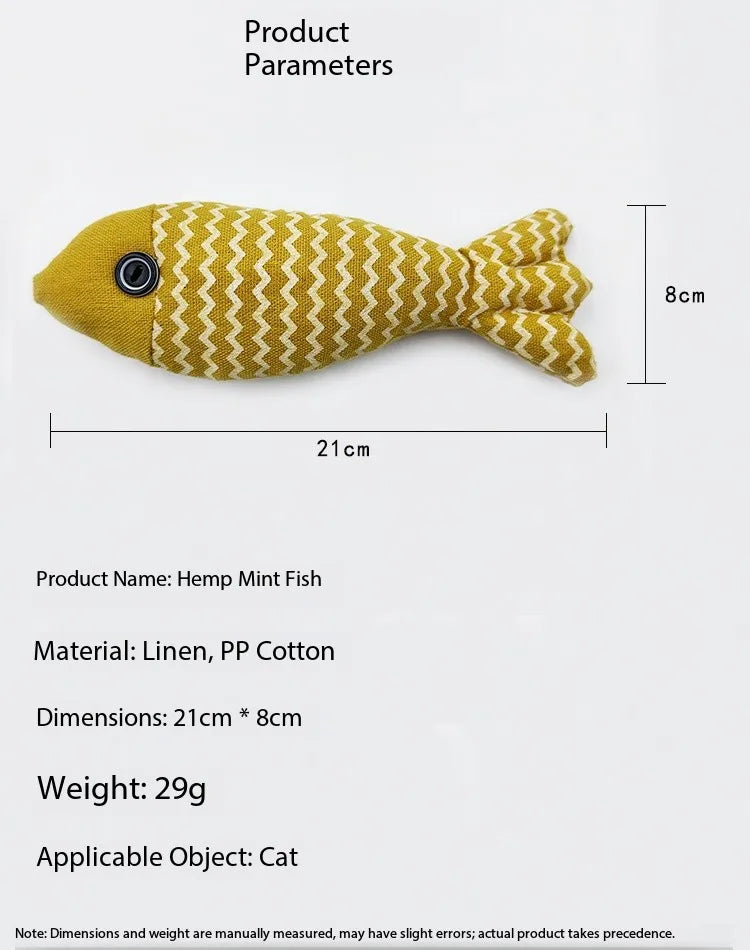 Pet cat toy to relieve boredom and self-entertaining cat imitation hemp cloth cat mint fish tooth grinding training kitten