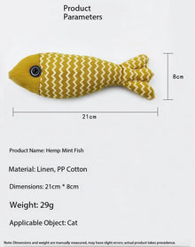 Pet cat toy to relieve boredom and self-entertaining cat imitation hemp cloth cat mint fish tooth grinding training kitten