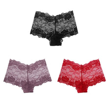 BZEL 3PCS Fashion Women's Panties Sweet Lace Female Boxers Hollow Out Sexy Lingerie Charming Underwear Soft Breathable Boyshorts