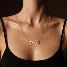 18K Gold Plated Custom Name Necklace with 3mm Figaro Chain for Women Stainless Steel Letters Pendant Choker Personalized Gifts