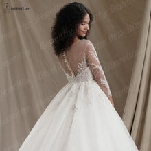 BEPEITHY Customized Muslim Long Sleeves Wedding Dresses 2026 Winter Women Princess Bridal Ivory Luxury Glitter Ball Gown Bride