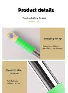 2 in 1 Dehydrated Floor Cleaning Mop 360 Rotatable Adjustable Cleaning Mop Microfiber Mop Wet and Dry for Bathroom/Offfice/Home
