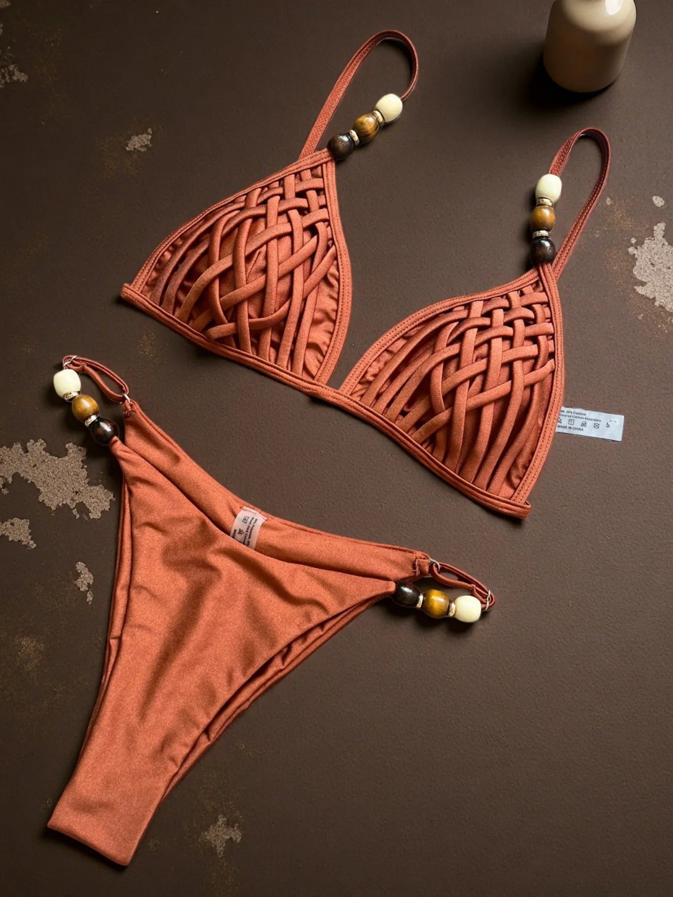 Pearls Strap Bikini Set Women Push Up Brazilian Swimsuit