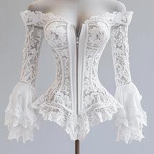 Off Shoulder Lace Blouse For Women Hollow Out Irregular Hem