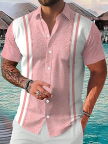 The new men's short-sleeved shirt for summer 2025 is breathable lightweight casual and fashionable with 3D printing