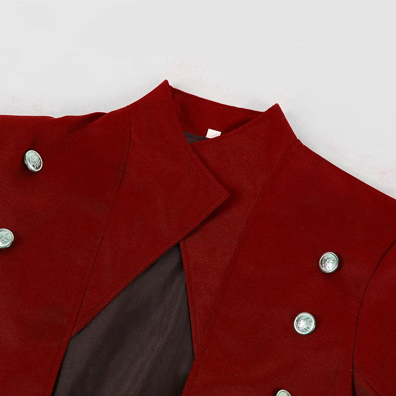 S-5XL Plus Size Men Gothic Trench Medieval Steampunk Retro Style Long Jackets Double-breasted Solid Men's Vintage Long Jackets