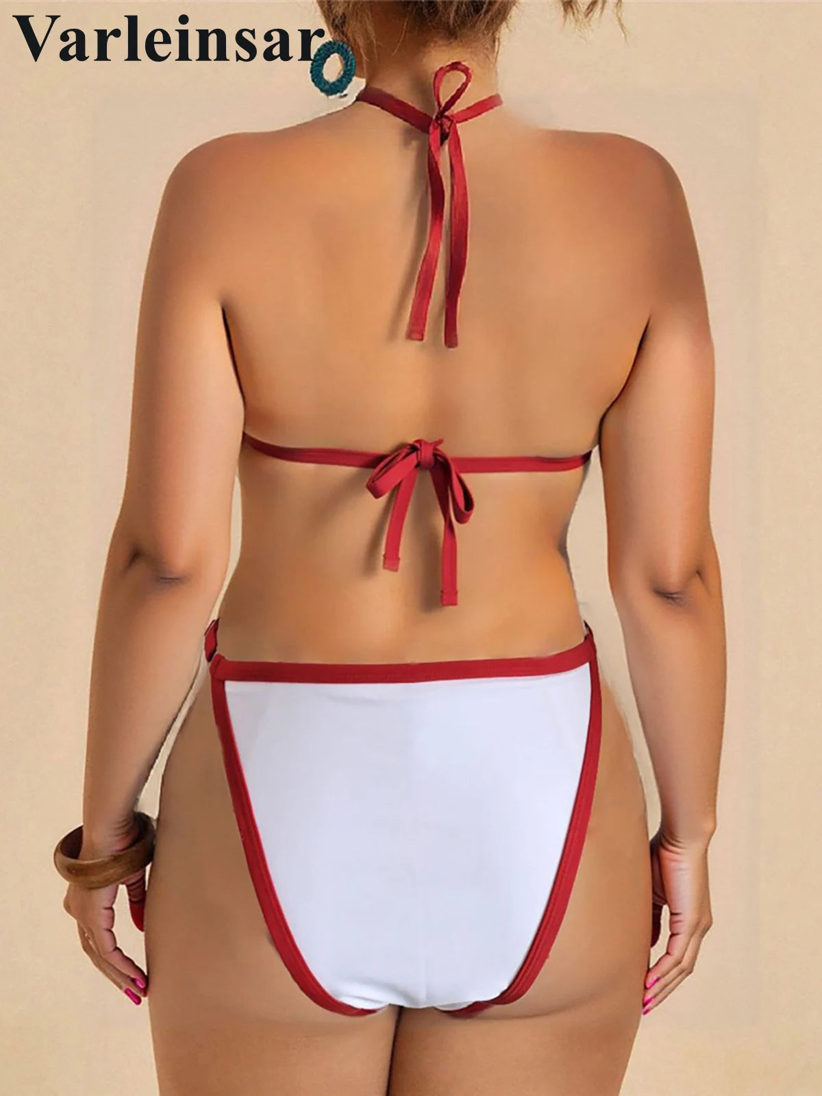 Cherry Three Piece Bikini Set Plus Size Women Swimsuit V7329