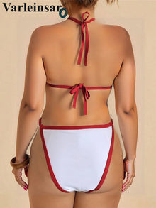 Cherry Three Piece Bikini Set Plus Size Women Swimsuit V7329