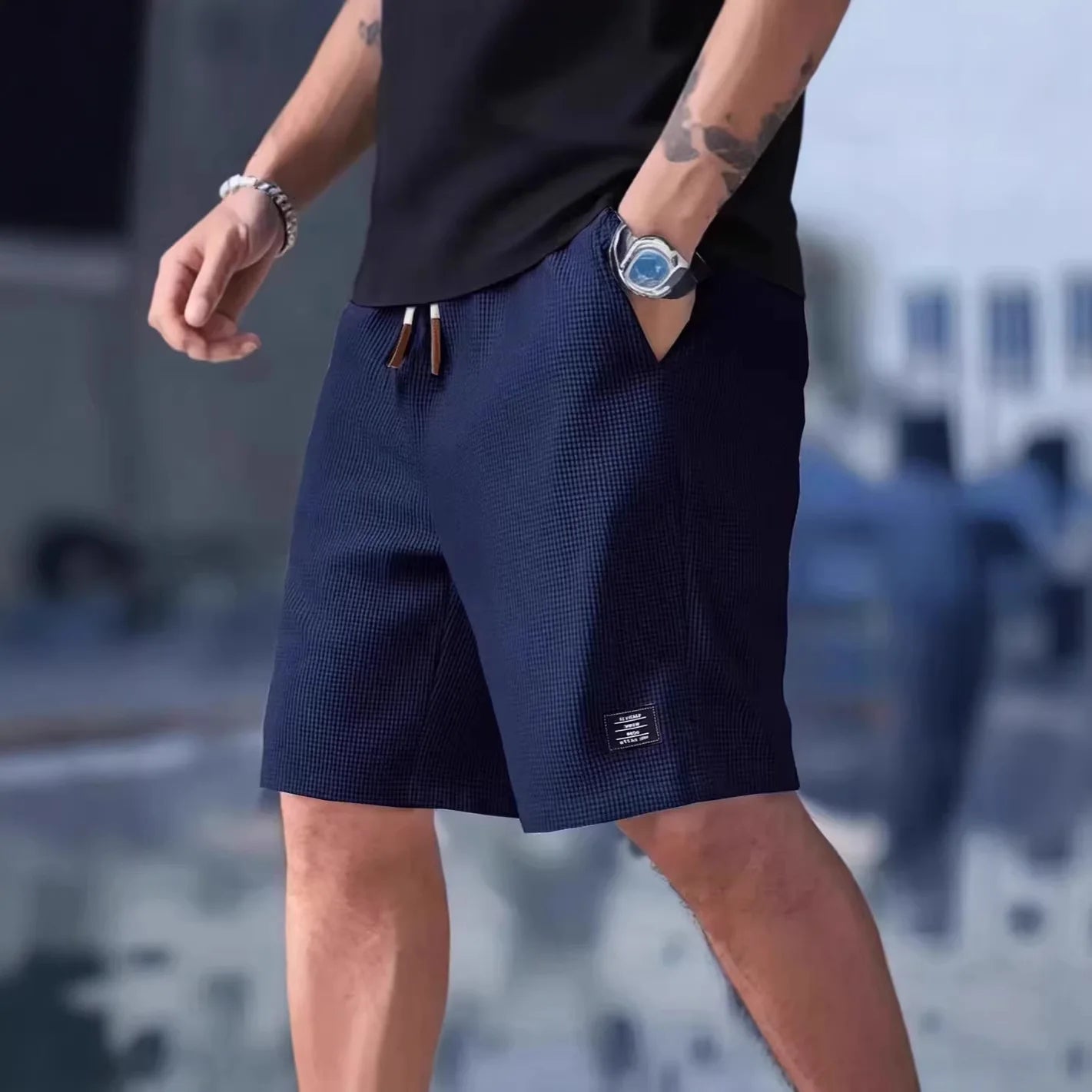 Men's Shorts, Men Casual Pants, male Beach Shorts, Mens Sports Shorts, Textured Fabric, Breathable Pants, Casual Wear Sports