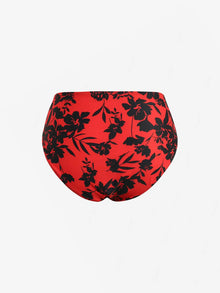 Red Black Floral Tankini Set Skirt Halter High Waist