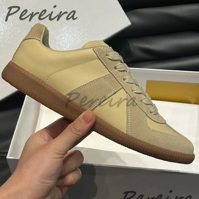 Summer Trendy Retro Men's Casual Sneakers Versatile Comfortable Patchwork Training Shoes Round Toe Lace-Up Flats Sports Shoes