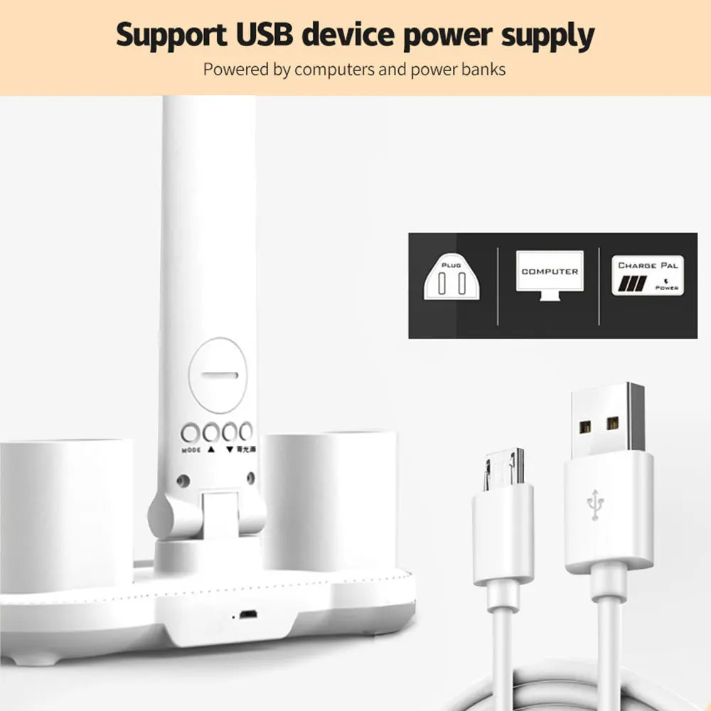 LED Desk Lamp,Multifunction Table Lamp with Calendar USB Touch Night Light with Pen Holder for Bedroom Reading Lamp de chevet