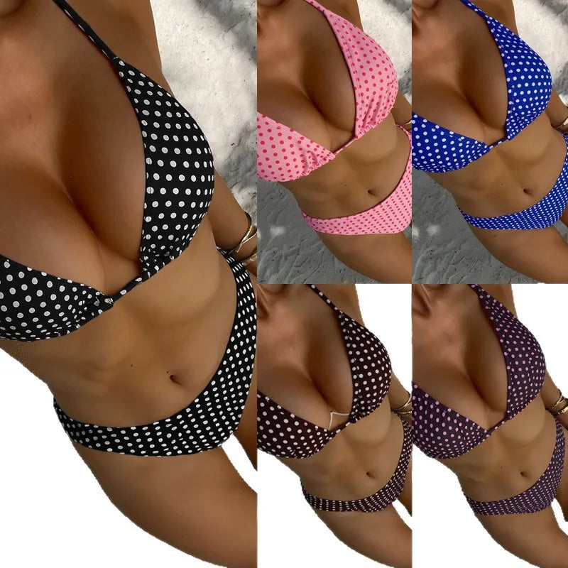2026 Dot Print High Waisted Two Piece Bikini Set For Women
