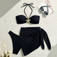 Brown Starfish Bandeau Bikini Set Three Piece Cover Up Women
