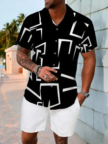 2026 Summer New Style Men's Short-Sleeved Shirt with 3D Patterned Print for Street Casual Fashion Comfortable and Stylish
