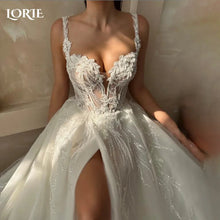 LORIE Lace Wedding Dress Elegant Slit Appliques 3d Flowers Sweetheart Shiny Princess Bridal Dress Sequins Customized  Party Gown