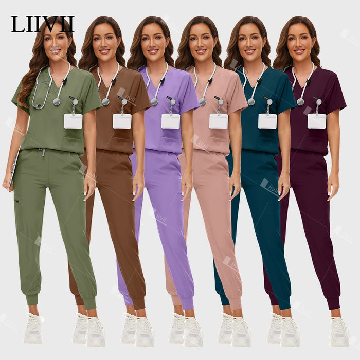 Ensemble de tenues médicales élégantes pour chirurgiens, médecins et infirmiers, vêtements de travail cliniques, costume d'infirmière, vêtements de travail pour institut de beauté et spa, haut et pantalon de bloc.