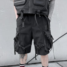 2023 Multi Pockets Street Punk Hip Hop Cargo Shorts Mens Tactical Techwear Knee Length Wide Leg Short Pants