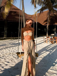 Sexy Braid Bikini with Skirt Women 3 Pcs Swimwear Skirt Suit Beach Vacation Casual Female Bathing Suit Summer