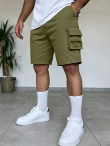Summer Men's Cargo Shorts Loose Casual Elastic Waist Outdoor Jogging Tactical Shorts Multi-pockets Male Work Hiking Short Pants