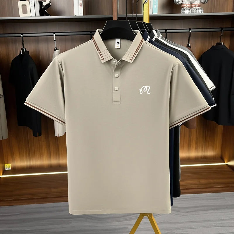 Designer Men's New Seamless Exquisite Print Polo Shirt Cool Short Sleeved Fashion Solid Color T-shirt Business Casual Men's Wear
