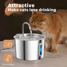 Stainless Steel Cat Water Fountain with 4 Filters, 2.2L/74oz Pet Automatic Water Fountain, Ultra Quiet Water Pump, Easy to Remov