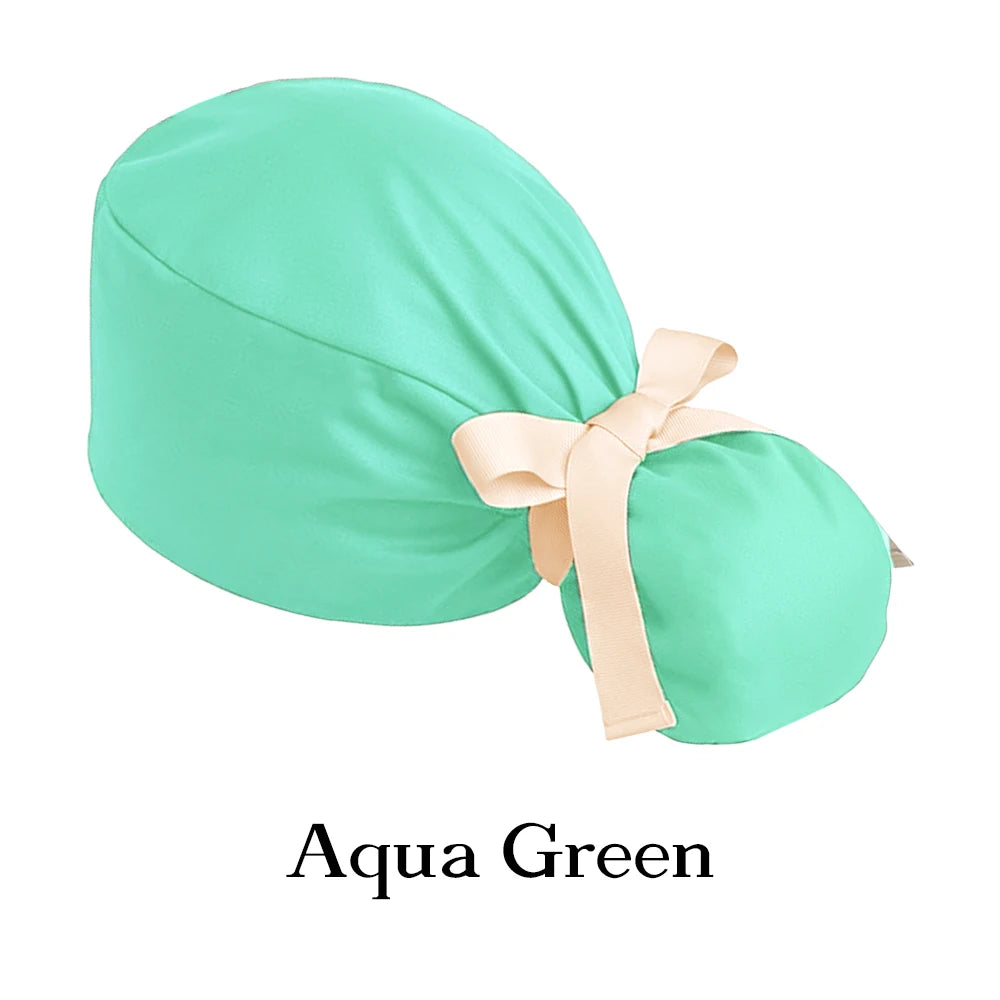Ponytail Working Caps with Satin Lining for Women TOOTH Pet Doctor Nurse Scrubs Hat Stretch Long Hairs Nursing Caps C-TL-02