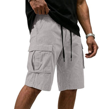 Men Multi-color Cargo Shorts Summer Loose Drawstring Elastic Waist Multi Pocket Quick Dry Casual Five Point Street Shorts