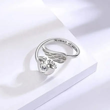CAOSHI Angel Wing and Baby Feet Ringer Ring for Mom Silver Color Heart Zirconia Love Jewelry for Women Delicate Mother's Gift