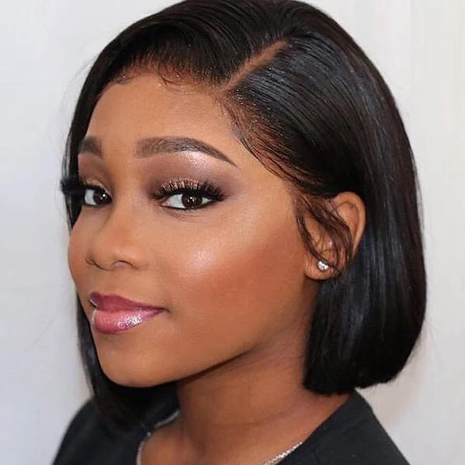 Bone Straight Short Bob Wigs Glueless Lace Front Human Hair Wigs 13x4 HD Transparent Lace Frontal Wig for Women Pre Plucked 250%