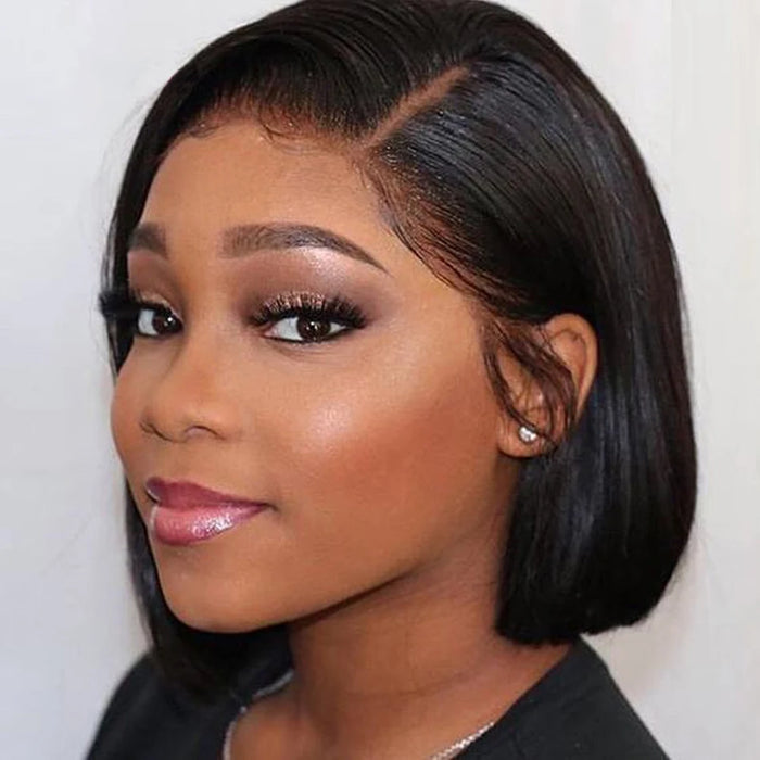 Bone Straight Short Bob Wigs Glueless Lace Front Human Hair Wigs 13x4 HD Transparent Lace Frontal Wig for Women Pre Plucked 250%