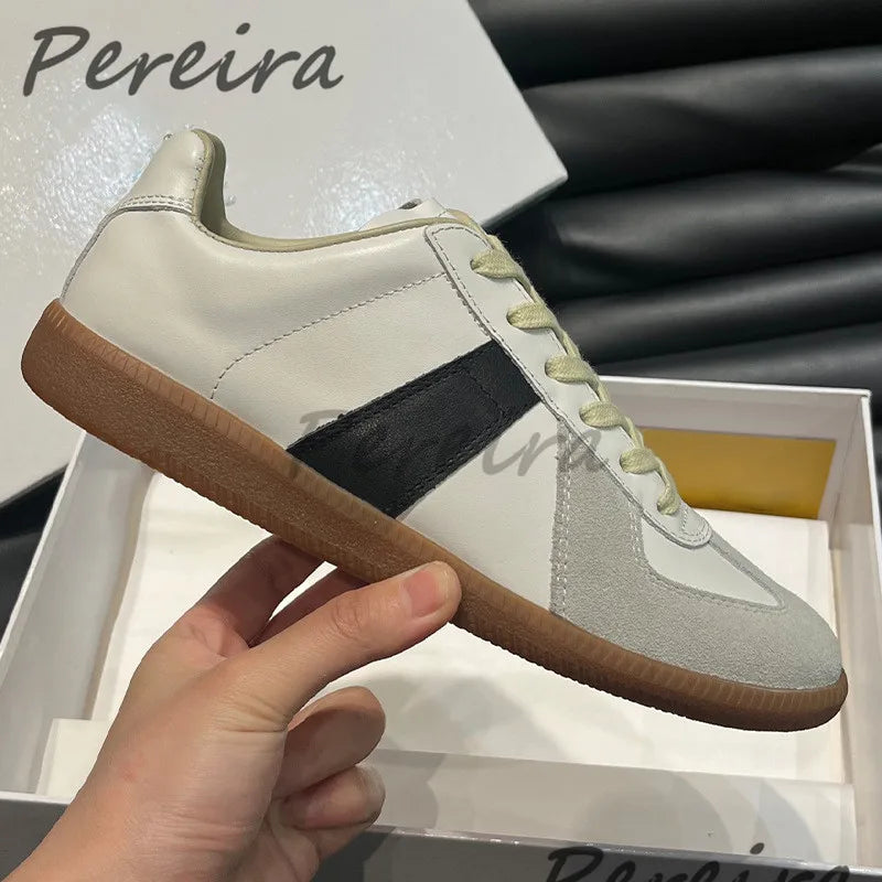 Summer Trendy Retro Men's Casual Sneakers Versatile Comfortable Patchwork Training Shoes Round Toe Lace-Up Flats Sports Shoes