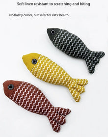 Pet cat toy to relieve boredom and self-entertaining cat imitation hemp cloth cat mint fish tooth grinding training kitten