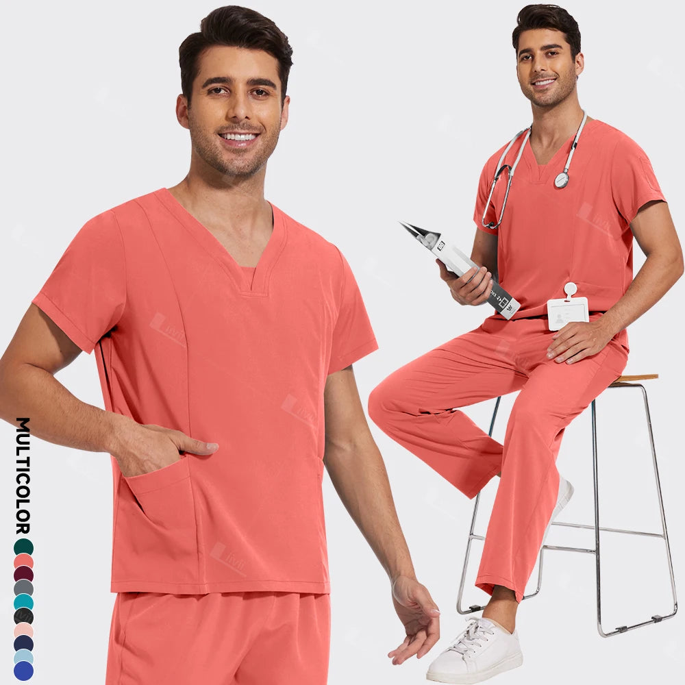 Newest Nursing Surgical Uniforms Woman Doctor Nurse Uniforms Men Straight Pants Scrub Set Medical Clothing Beauty Salon Workwear