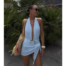 Two Piece Micro Bikini Halter Swimwear Solid Bodysuit