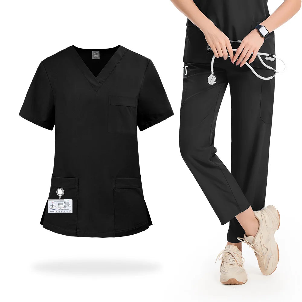 Slim Fit Medical Uniforms Women Scrubs Sets Male Doctors Hospital Nurses Accessories Dental Clinic Spa Salon Workwear Clothes